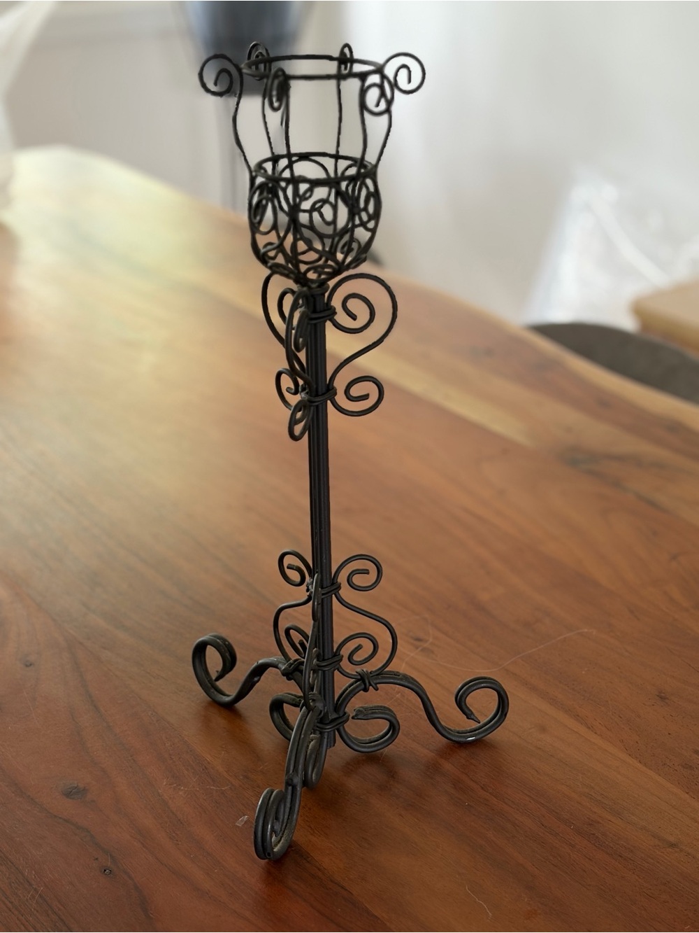 Black Scrollwork Wrought Iron Candle Stand baroque boudoir